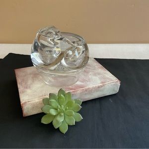 Modern Glass Oil Lamp, Glass Orb Lighting Decor, 2 Wick Oil Lamp